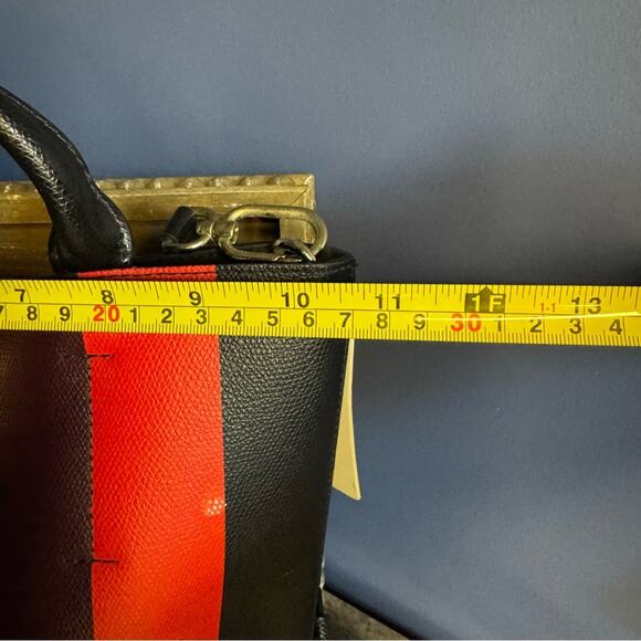 Furla Ribbon Small Bucket Bag - Nero Talco Burgundy - Picture 13 of 16